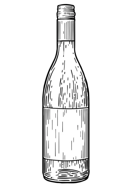 Ilustración Botella Vino Dibujo Grabado Tinta Arte Línea Vector — Vector de stock