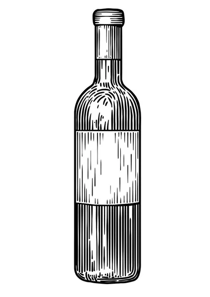 Ilustración Botella Vino Dibujo Grabado Tinta Arte Línea Vector — Archivo Imágenes Vectoriales
