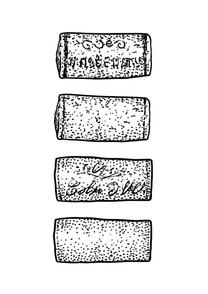 Víno Cork Ilustrace Kresba Gravírování Inkoust Perokresby Vektor — Stockový vektor
