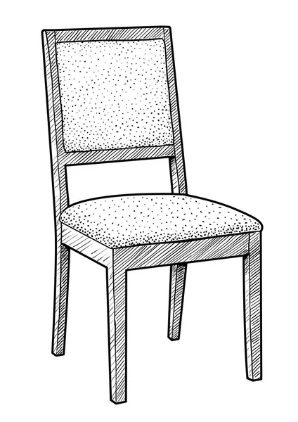 Chaise Bois Illustration Dessin Gravure Encre Art Linéaire Vecteur — Image vectorielle