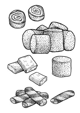 Şeker çizim, çizim, gravür, mürekkep, hat sanatı, vektör