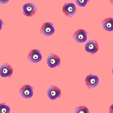 Gözleri ile Hallowen için dikişsiz desen. Komik bir Tek Gözlü Halloween Monster, tekstil ve kumaş için duvar kağıdı. Sarma tasarımı. Cadılar Bayramı için arka plan dokusu.