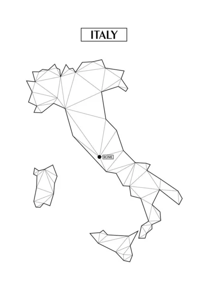 Mappa astratta poligonale dell'Italia con forme triangolari collegate formate da linee. Capitale della città Roma. Buon poster per il muro nella vostra casa. Decorazione per pareti della stanza . — Vettoriale Stock