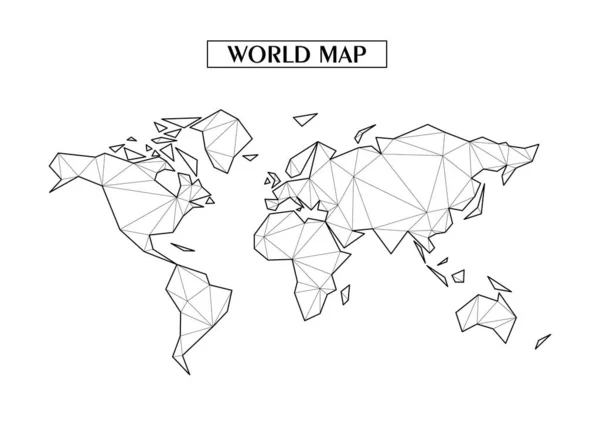 Mapa mundial poligonal abstracto con formas triangulares conectadas formadas a partir de líneas. Buen póster para la pared en su casa. Decoración para paredes de la habitación . — Vector de stock