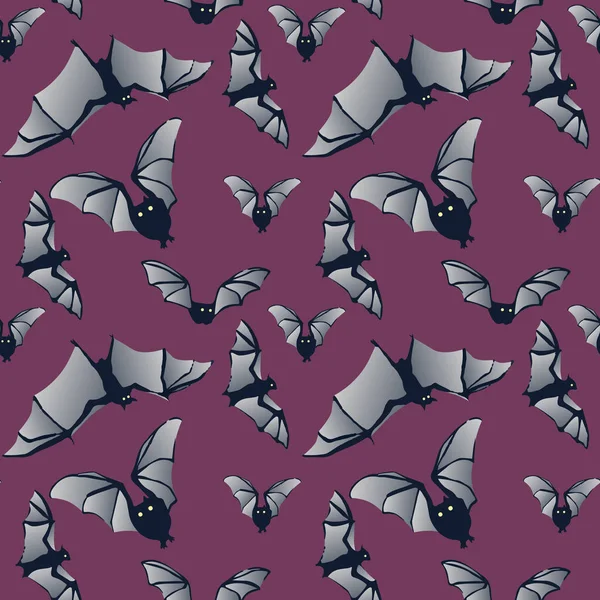 Vector seamless pattern with flying bats for Halloween. Good for wrapping, fabric, paper. — Stock Vector