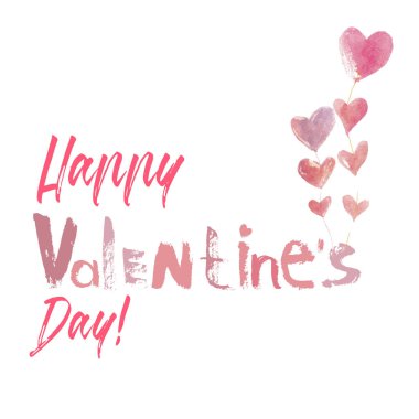 Sevgililer Günü için sevimli el boyalı vektör metin 'Happy Valentine's ' . Kalp demeti içerir. Tebrik kartları veya afişler için uygundur.
