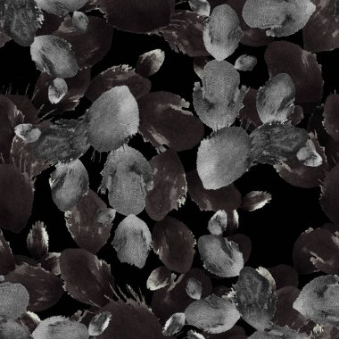 Siyah opuntia kaktüsler ile el boyalı dikişsiz desen.