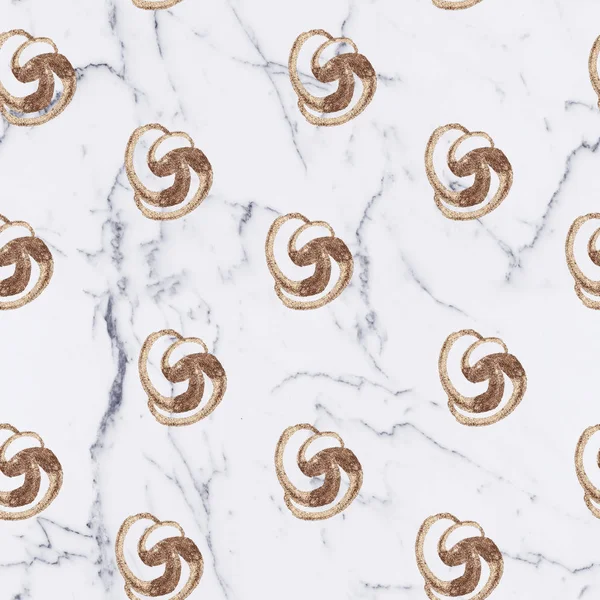 Seamless pattern with golden elegance vintage elements on the marble. Vintage style.