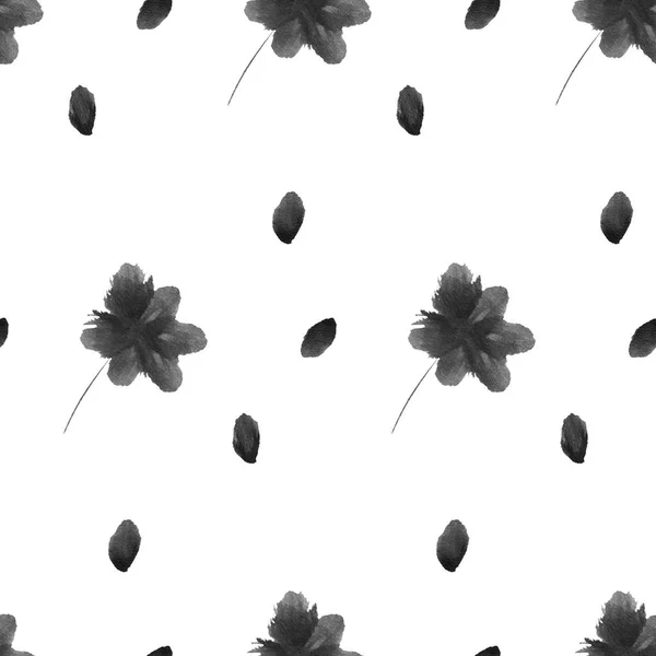 Μαύρα και άσπρα λουλούδια και πεταλούδες χωρίς ραφές. Χειροποίητα φύλλα σιλουέτες με υφές σκαρισίσματα. Φυσικά στοιχεία σε μονόχρωμη χρώματα. Το σχέδιο γκραντζ για χαρτί, ύφασμα. — Φωτογραφία Αρχείου