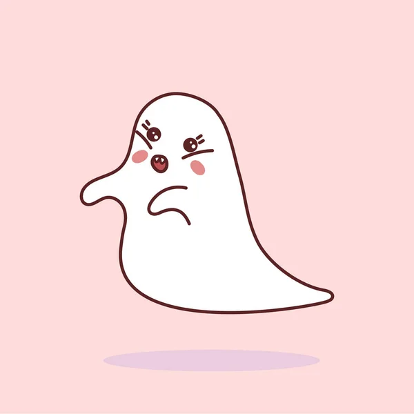 Kawaii Halloween vetor fantasma zangado, assustador. Bom para adesivos . — Vetor de Stock