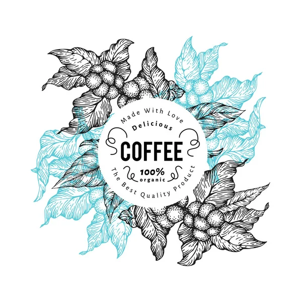 Illustration vectorielle d'arbre à café. Fond de café vintage. Illustration de style gravée à la main . — Image vectorielle
