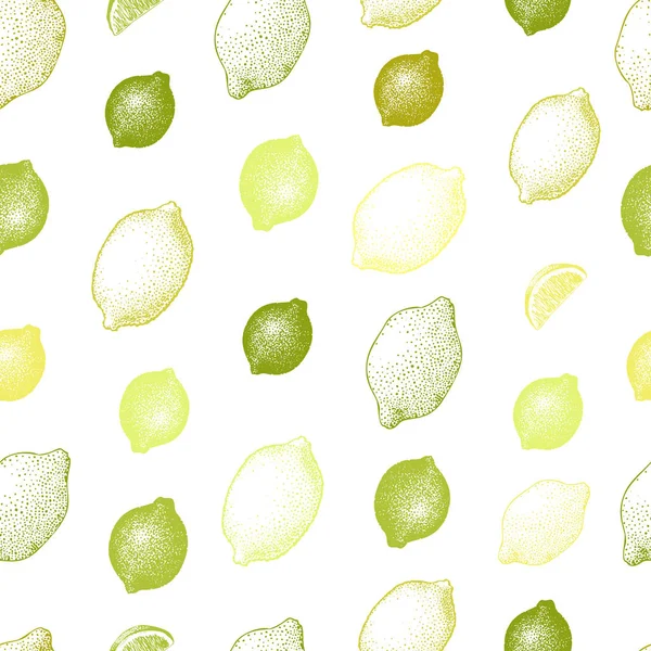 Patrón sin costuras de limón. Ilustración de frutas vectoriales dibujadas a mano. Estilo grabado. Fondo cítrico vintage . — Vector de stock