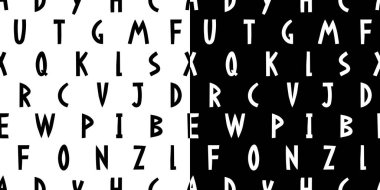 Vektör el çekilmiş alfabe seamless modeli. Yazı tasarımı. Latin harflerini arka plan.