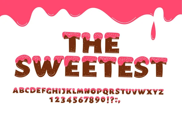 Liefste Cookie Met Crème Hand Getekende Decoratieve Lettertype Schattig Zoete — Stockvector