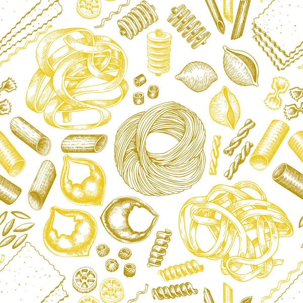 Olasz tészta varrat nélküli mintázat. Kézzel rajzolt vektor élelmiszer — Stock Vector