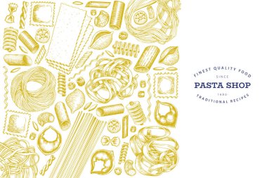 Italian pasta design template. Hand drawn vector food illustrati clipart