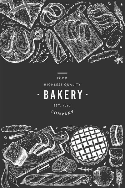 Хлебно-кондитерский баннер. Векторная выпечка ручной работы

