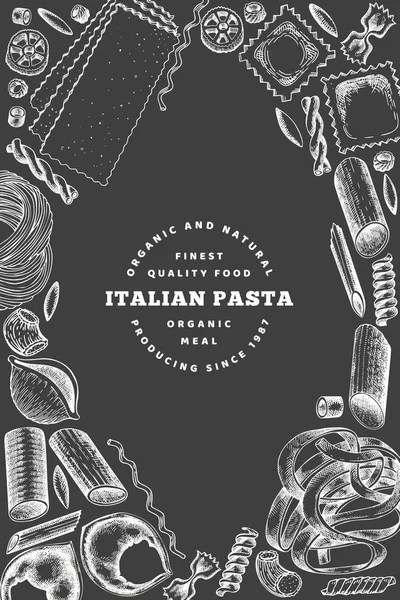 意大利意大利面设计模板。手绘矢量食品插图 — 图库矢量图片