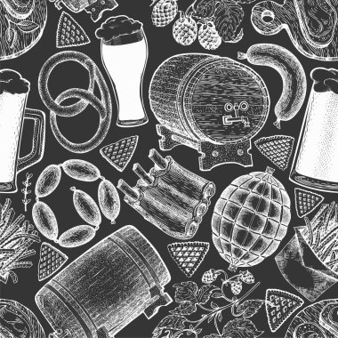 Octoberfest sorunsuz desen. Vektör el çizilmiş çizimler