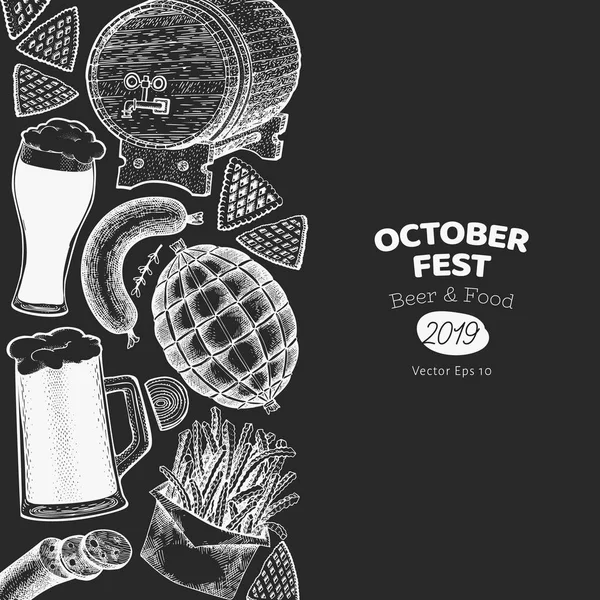 Modello di banner del festival dell'ottobre. Illustrazioni disegnate a mano vettoriale su — Vettoriale Stock