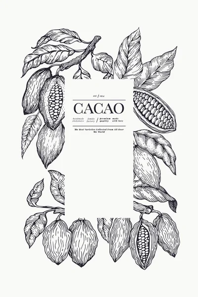 Kakao afiş şablonu. Çikolatakakao çekirdekleri arka plan. Vektör — Stok Vektör