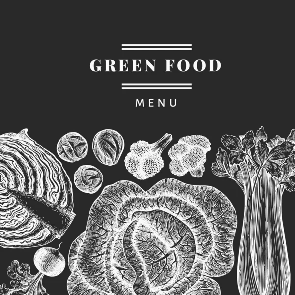 Desenho Vegetais Esboço Desenhado Mão Modelo Banner Vetorial Alimentos Frescos — Vetor de Stock