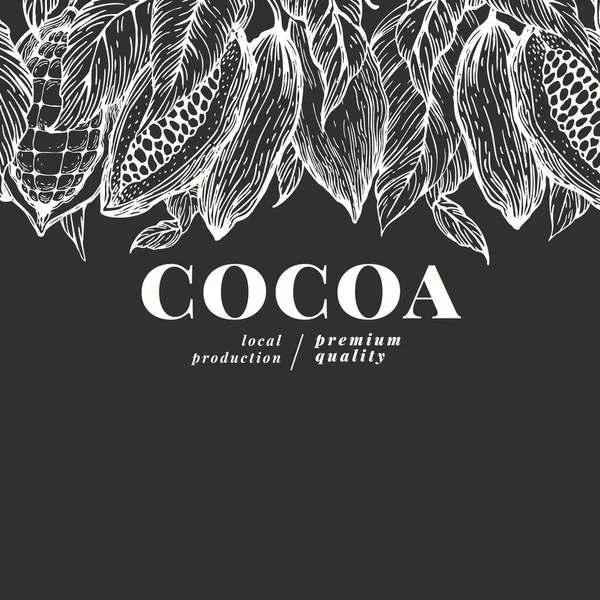 Ručně Kreslená Šablona Pro Kakao Vektorové Cacao Rostliny Ilustrace Tabuli — Stockový vektor