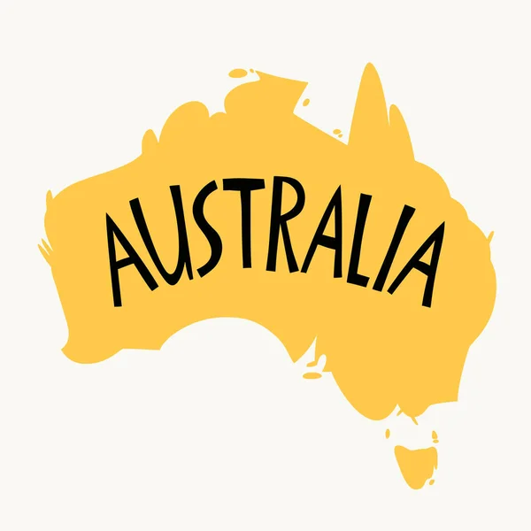 矢量手绘澳大利亚风格的地图 澳大利亚联邦的旅行图解 手绘字母图解 南方土地地图要素 — 图库矢量图片