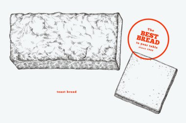 El Çekimi Vektör Ekmek İllüstrasyonu. Yapay zeka üretilmedi. Retro Fırın İzole Edilmiş Resim. Eski Yemek Tasarımı