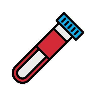 Kan testi Icon 'un ana hatlarını doldurdu. Beyaz arkaplanda tıbbi vektör illüstrasyonu