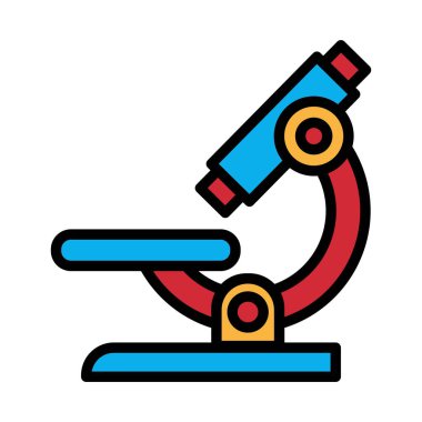 Mikroskop Simge Hattı 'nı doldurdu. Beyaz arkaplanda tıbbi vektör illüstrasyonu