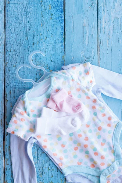 Různé Oblečení Pro Novorozence Ponožky Pohled Shora — Stock fotografie