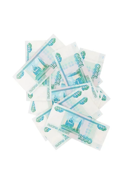 Background Banknotes Russian Rubles Isolated White — Stock Photo, Image