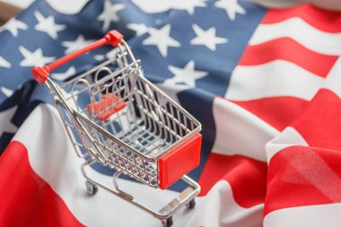 Amerika Birleşik Devletleri, arka plan bayrağı üzerinde alışveriş sepeti
