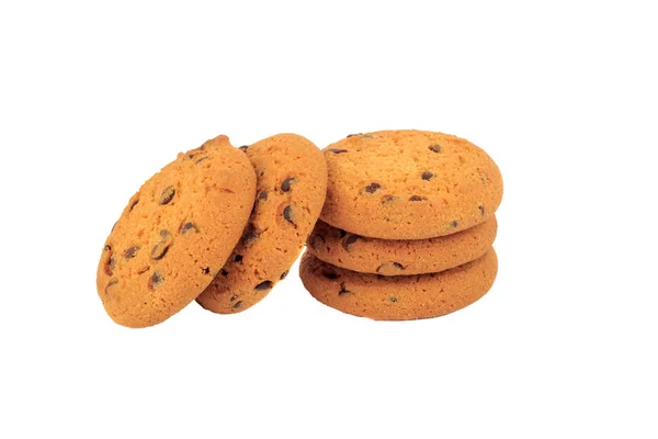 Biscoitos de aveia artesanais com chips de chocolate, isolados — Fotografia de Stock