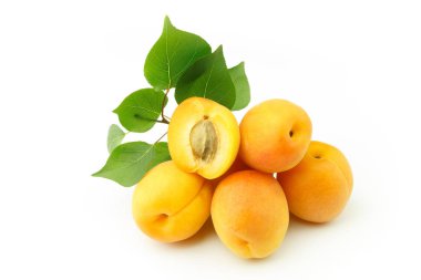 Yeşil yaprakları ile Portakal taze kayısı