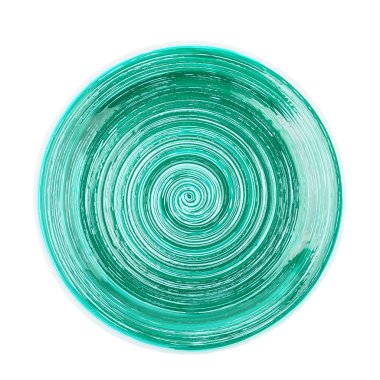 Spiral desenli açık mavi yuvarlak seramik plaka