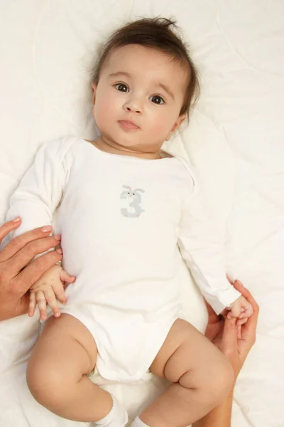 Pouco Bonito Bebê Menina Cobertor Vista Superior — Fotografia de Stock