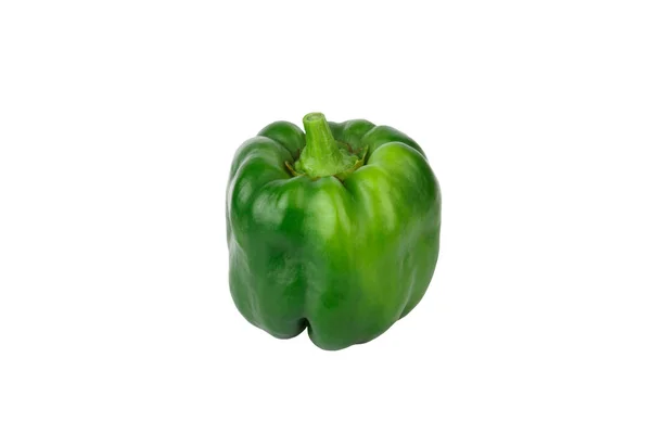 Green Raw Bell Pepper White Background Stock Picture