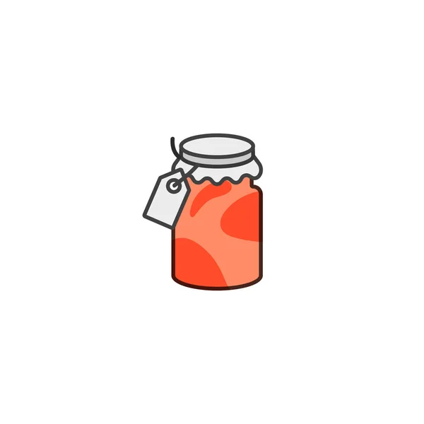 Iluminação de vetor de jarra de engarrafamento de morango. Ícone linear . — Vetor de Stock