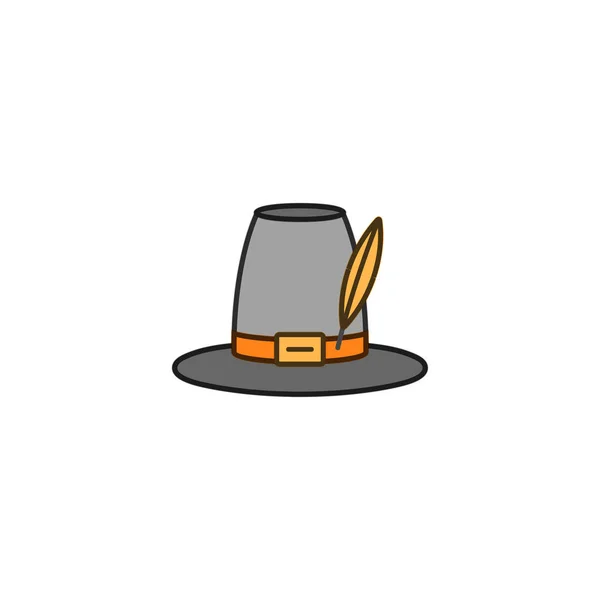 Black pilgrim hat icon, thanksgiving and traditional, hat sign on a white background.