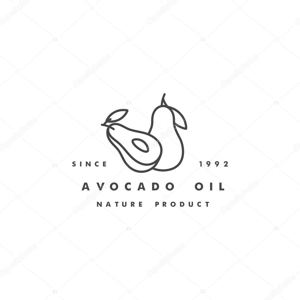 Vector design template logo and icon in linear style - avocado oil - healthy vegan food. Logo sign