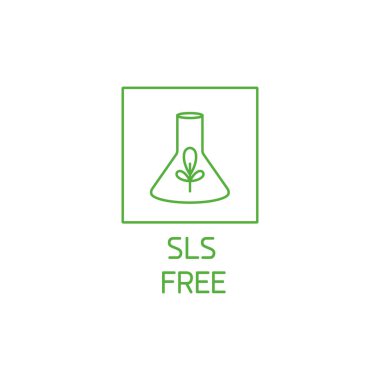 Vektör logo, rozet ve doğal ve organik ürünler için simge. SLS ücretsiz kayıt tasarım. Sağlıklı ürün simgesi.