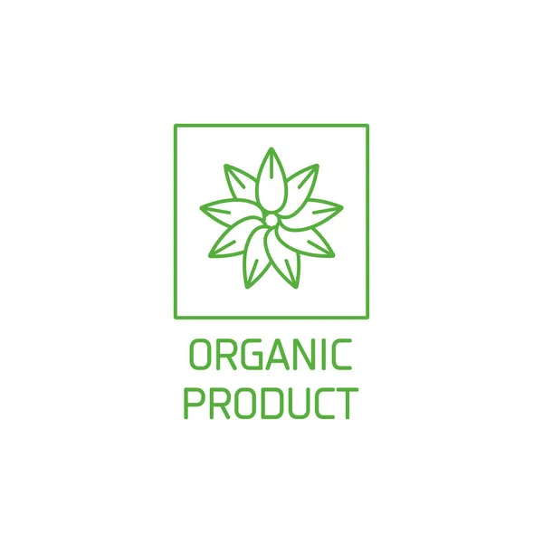 Logo, insignia e icono vectorial para productos naturales y orgánicos. Se va en círculo. Símbolo del producto saludable . — Vector de stock