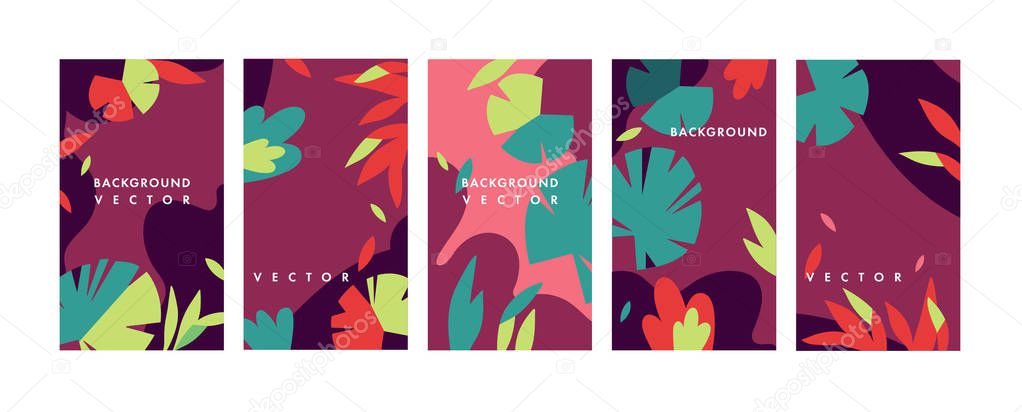 Vector set design colorful templates backgrounds - social media story wallpapers. Can be used like banners, posters, cover design templates.