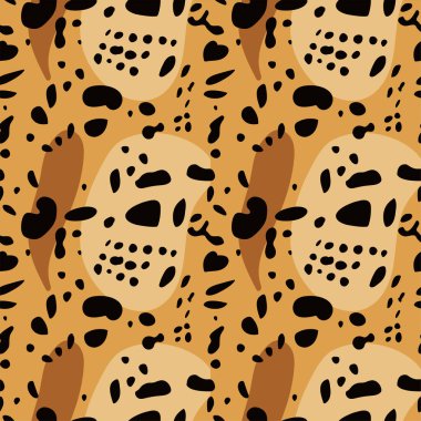 Vektör hayvanlar baskı. Tekstil, ambalaj, web sayfası arka plan için leopar dikişsiz desen.