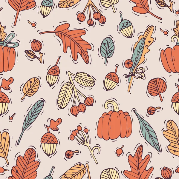 Vektor nahtlose Herbst Design Patte. Muster oder Hintergrund für Packpapier oder Verpackung. Herbst-Ikonen. — Stockvektor