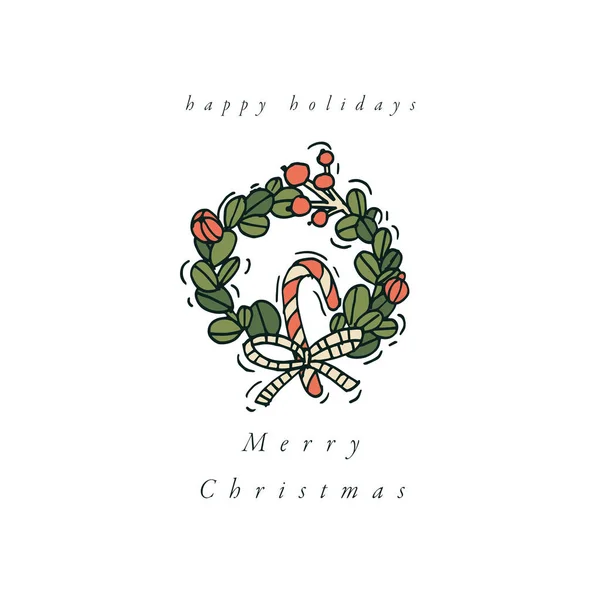 Vector lineaire kerst groeten ontwerpelementen op witte achtergrond. Christmas tags ingesteld met typografie en kleurrijke icon. — Stockvector