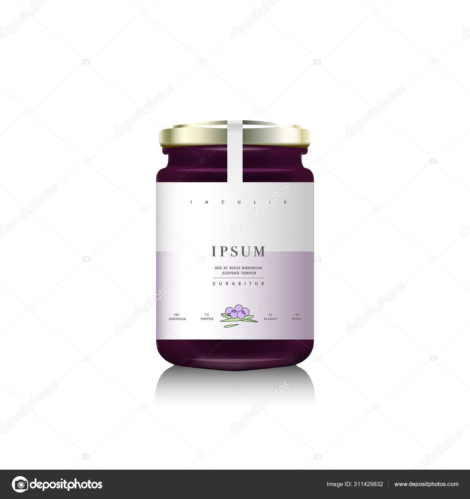 Download Realistic Glass Bottle Packaging For Fruit Jam Design Fig Jam With Design Label Typography Line Drawing Figs Illustration Mock Up Vector Image By C Oxygen 8 Vector Stock 311429832