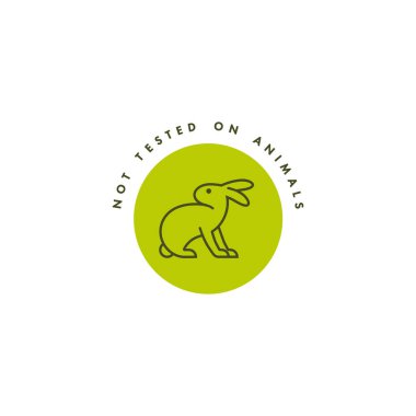 Vektör logo, rozet ve doğal ve organik ürünler için simge. Hayvanlar işareti tasarım üzerinde test değil. Sağlıklı ürün simgesi.